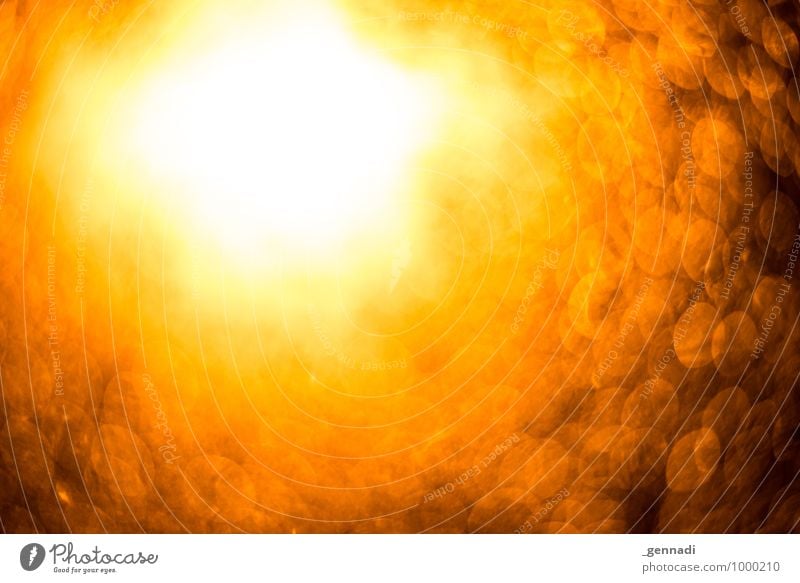 Tunnel ins Licht Lichtschein leuchten Lichterscheinung Lichtgeschwindigkeit Unschärfe Hintergrundbild Beleuchtung kreisen Orange Wärme Heiligenschein Farbfoto