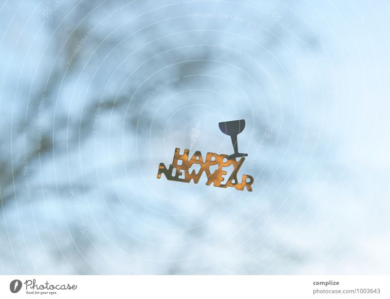 Happy New Year! Glas Sektglas Innenarchitektur Raum Nachtleben Party Feste & Feiern Silvester u. Neujahr Kitsch Krimskrams frieren Glück Häusliches Leben
