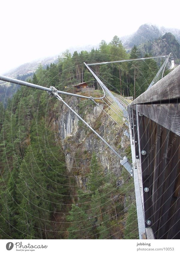 Hängebrücke2 Architektur Brücke Alpen Berge u. Gebirge pitztal Bungee hoch Tal high pendant bridge suspension bridge alps mountains