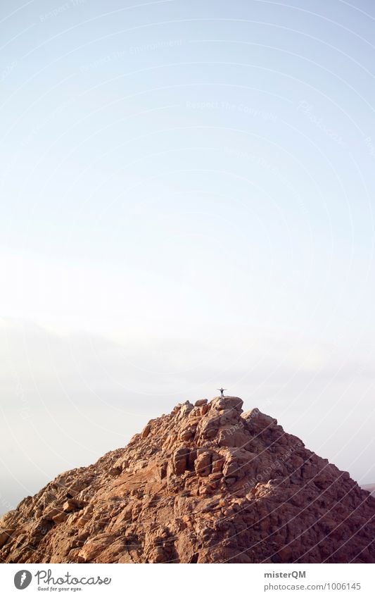Gipfelmann. Umwelt Natur Landschaft ästhetisch Berge u. Gebirge Schneebedeckte Gipfel Gipfelkreuz steinig Fuerteventura Himmel (Jenseits) Landschaftsformen hoch