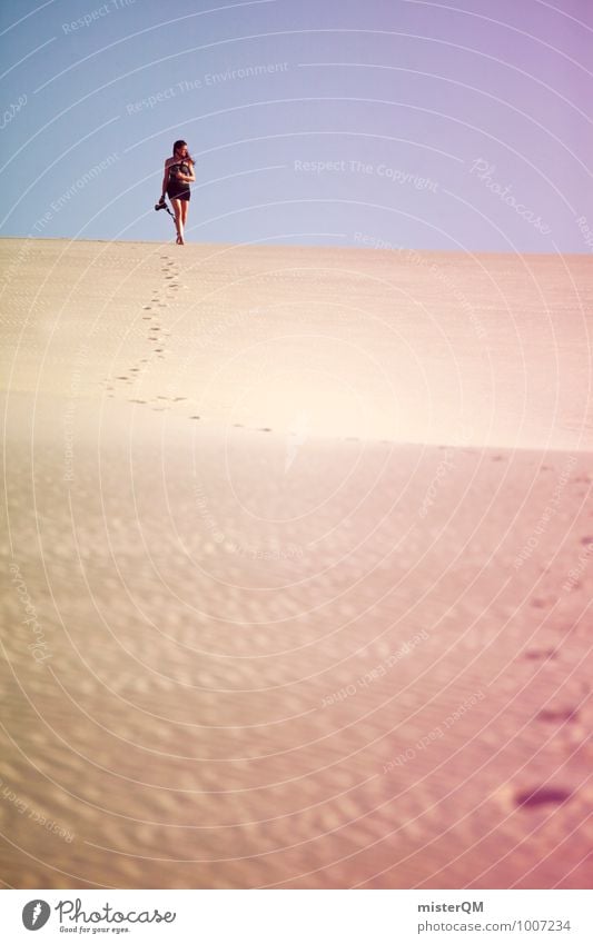 Wanderdüne III Kunst ästhetisch Zufriedenheit Model Wüste Luftspiegelung Wärme gehen Einsamkeit Klima wandern Abenteuer Farbfoto Gedeckte Farben Außenaufnahme
