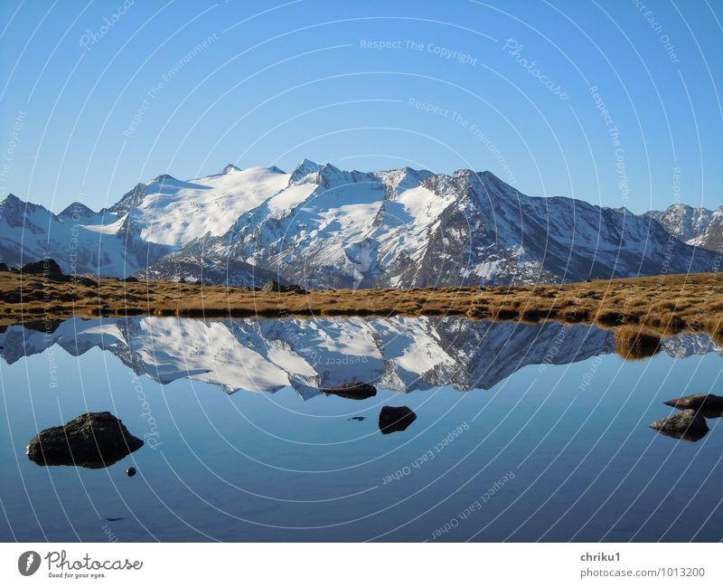 Doppelkette Natur Landschaft Wasser Himmel Herbst Alpen Berge u. Gebirge Schneebedeckte Gipfel See Freiheit ruhig Farbfoto Außenaufnahme Menschenleer Morgen