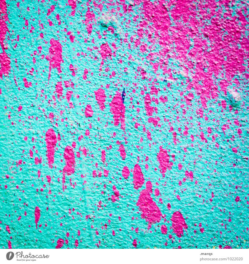 Augenkrebs Stil Design Mauer Wand Graffiti Coolness trendy verrückt trashig rosa türkis Farbe Farbstoff Farbfleck spritzen Dynamik Lack Farbfoto Außenaufnahme