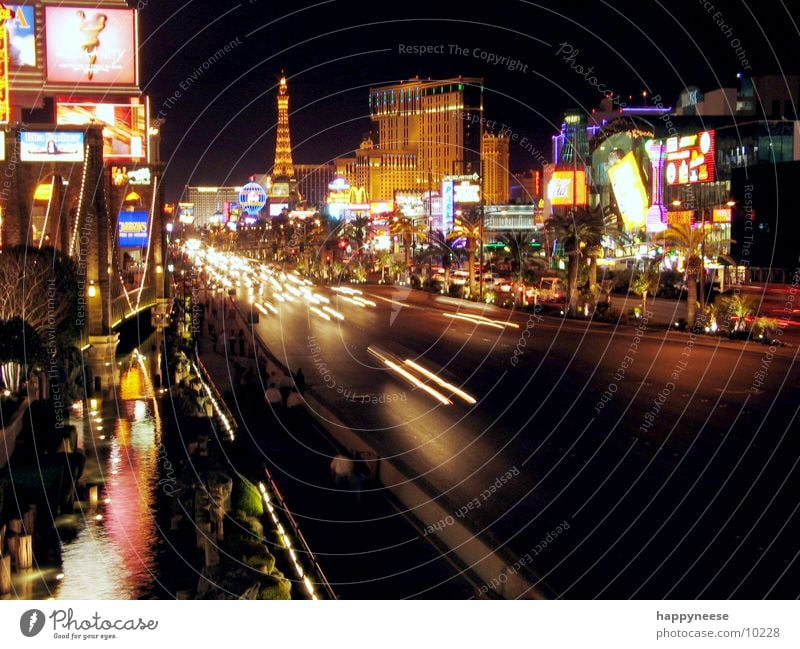 STRIP by night Striptease Las Vegas Allee Langzeitbelichtung Nacht Hotel Licht Nevada Nordamerika Straße USA