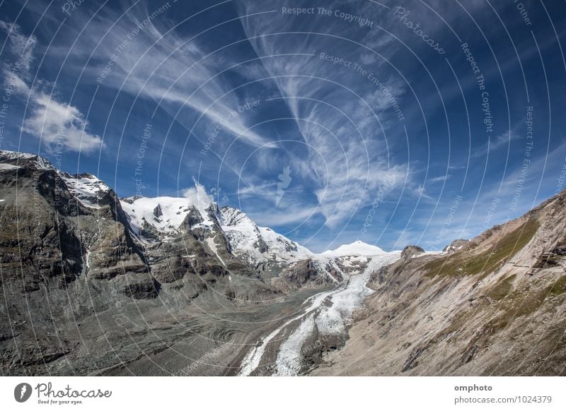 Landschaft mit hohen Berggipfeln und schmelzenden Gletschern schön Erholung Sommer Schnee Berge u. Gebirge Umwelt Natur Himmel Wolken Horizont Klima Klimawandel