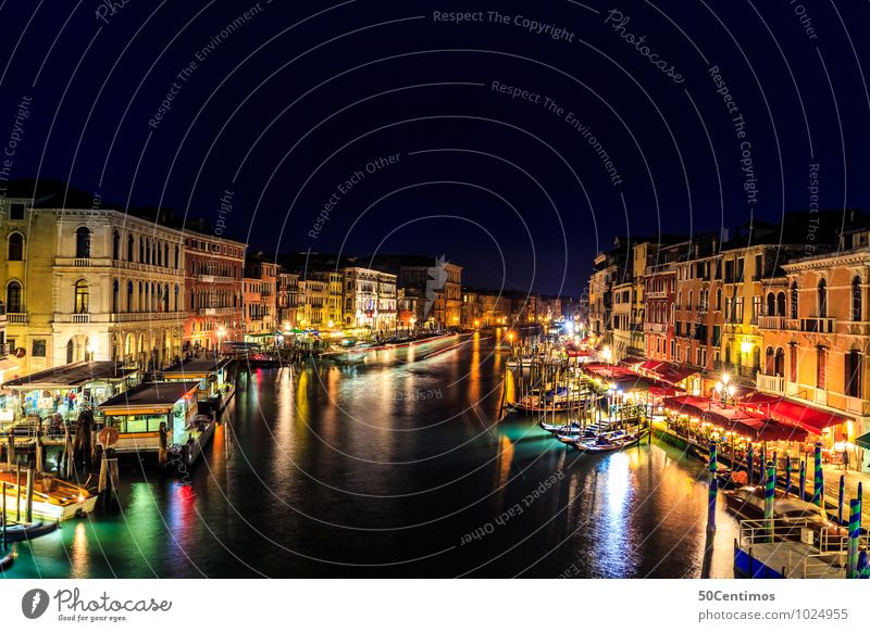 Venedig bei Nacht Ferien & Urlaub & Reisen Tourismus Ausflug Sightseeing Städtereise Sommerurlaub Wolkenloser Himmel Meer Fluss Italien Stadt Stadtzentrum Haus