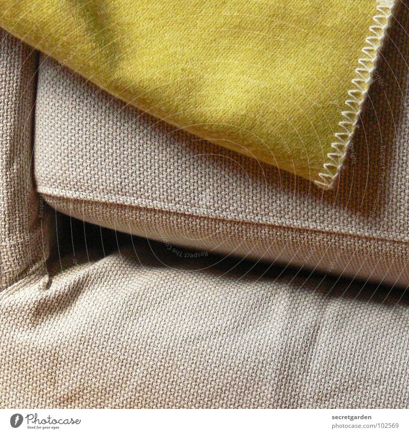 bedecktes sofa Sofa Stoff grün giftgrün Wolle deckend kuschlig grau gemütlich Material Möbel ruhig Erholung Kissen Design Innenarchitektur Naht Häusliches Leben