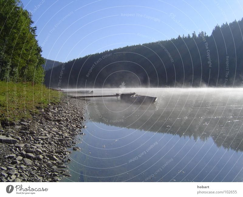 morgens am fluss Morgen Wasserfahrzeug See Nebel Fluss Bach Landschaft Natur