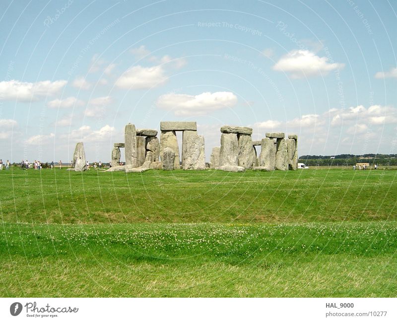 Mystique Stonehenge Wolken Gras Wiese England historisch Stein