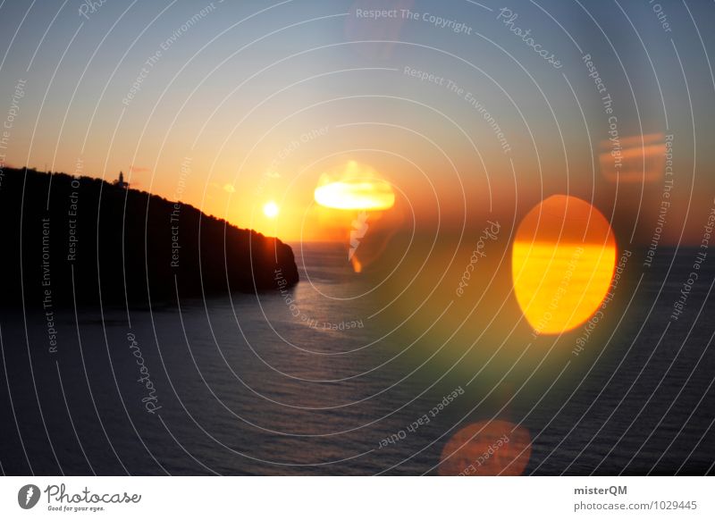 Spanish Light. Umwelt Natur Landschaft ästhetisch Zufriedenheit Sonnenuntergang Spanien Mallorca Insel Meer Sonnenlicht Blendeneffekt Wellen Bucht Romantik