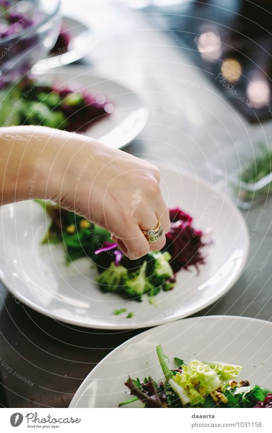 Servierplatten Lebensmittel Gemüse Salat Salatbeilage Kräuter & Gewürze Ernährung Essen Mittagessen Abendessen Lifestyle elegant Stil Design Freude