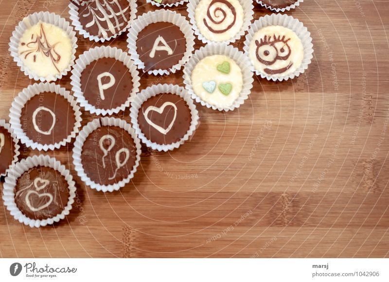für OPA Dessert Süßwaren Schokolade Konfekt Zeichen Schriftzeichen Fröhlichkeit einzigartig klein lecker braun essbar genießen Opa Dickmacher ungesund