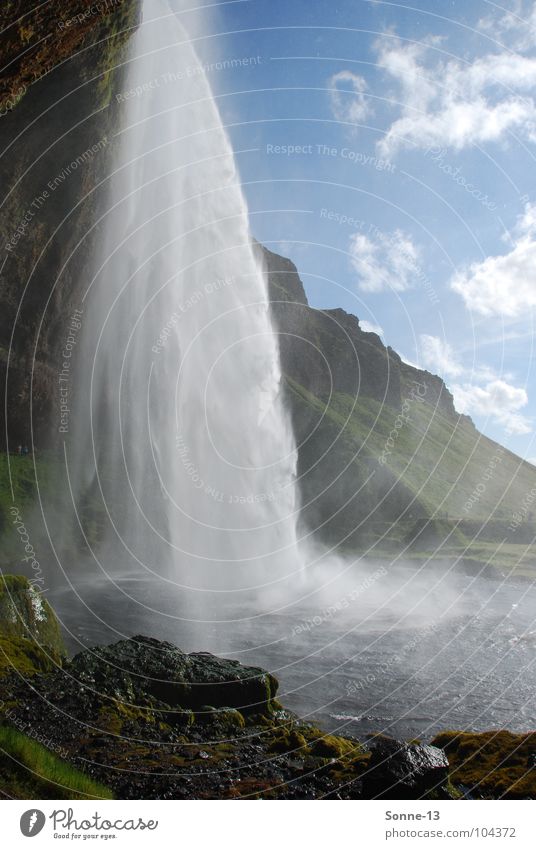 Kraftvoll II Island Wasserfall Seljalandsfoss Himmel Berge u. Gebirge Natur Landschaft