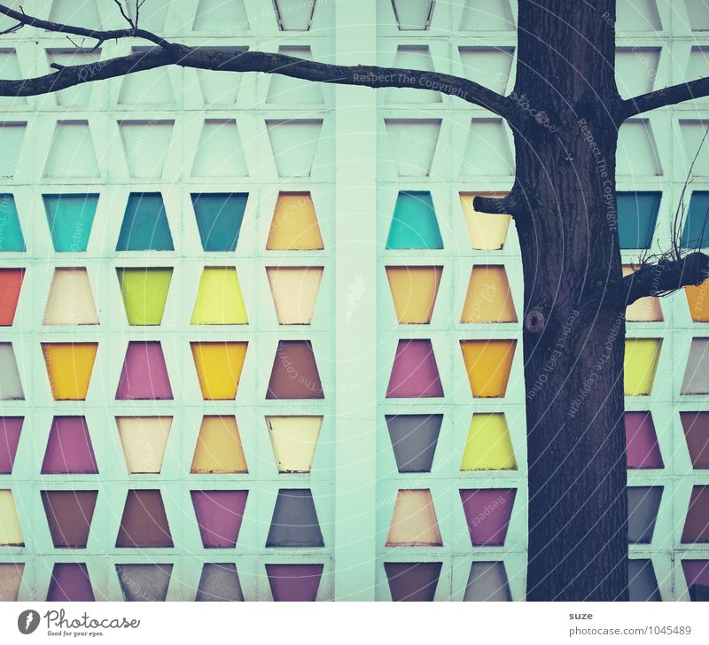 Freizeitspaß | 4 gewinnt Stil Design Dekoration & Verzierung Kunst Baum Gebäude Architektur Mauer Wand Fassade Zeichen alt eckig einfach retro Farbe Kreativität