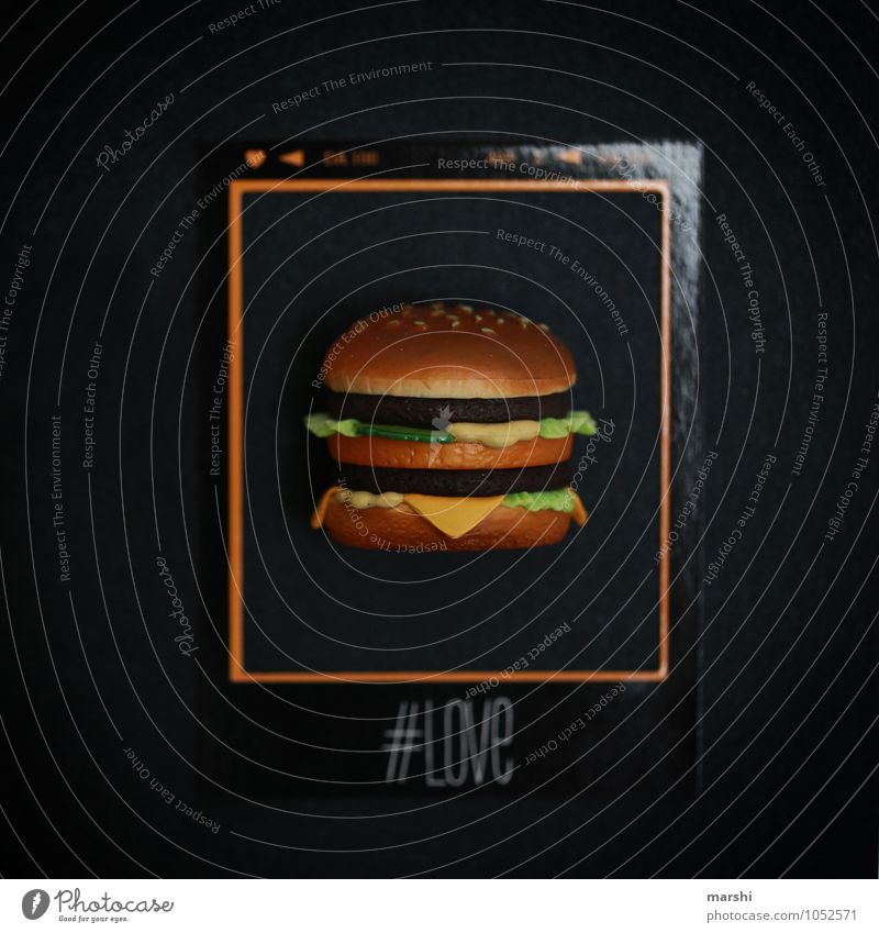 # BURGERLIEBE # Lebensmittel Ernährung Essen Fastfood Gefühle Stimmung hashtag Hamburger Cheeseburger lecker Leidenschaft Appetit & Hunger Polaroid