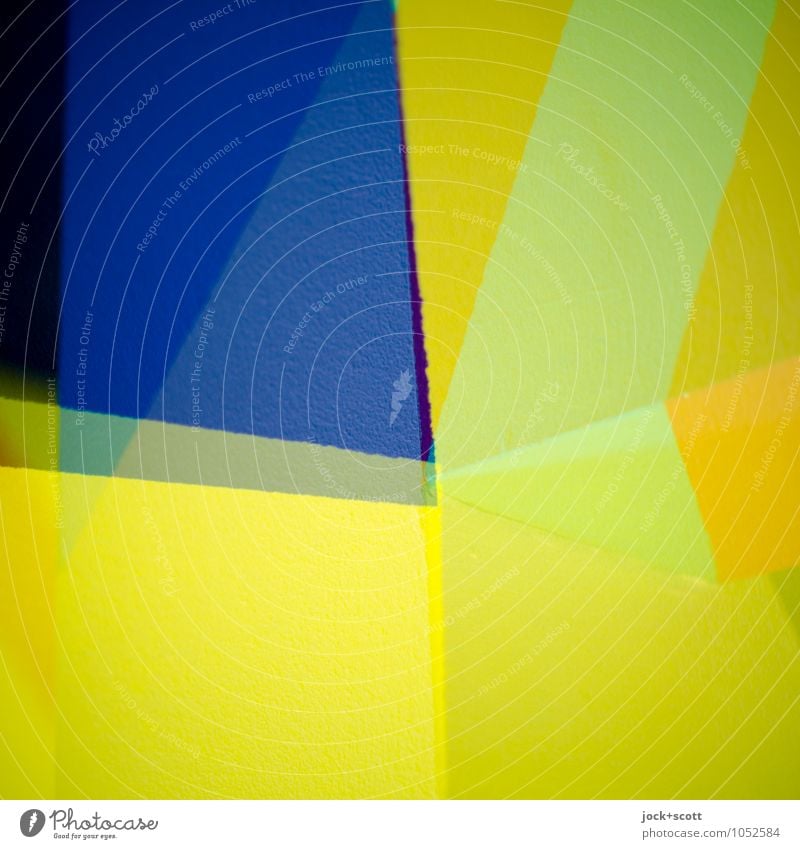 salopp Design Grafik u. Illustration Dekoration & Verzierung Strukturen & Formen modern blau gelb Mittelpunkt Doppelbelichtung Viertel Spalte Verschiedenheit