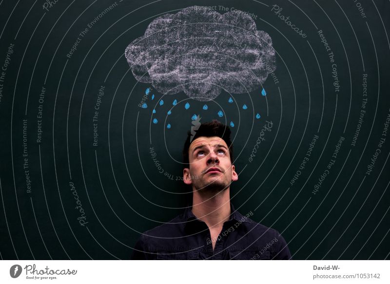 reg[net] dich nicht auf Körperpflege Gesundheit Krankheit Mensch maskulin Junger Mann Jugendliche Künstler Wolken schlechtes Wetter Unwetter Regen beobachten