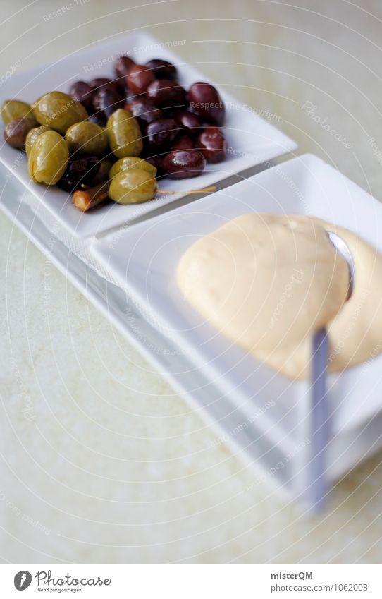 Spanish Food VIII Lebensmittel ästhetisch Zufriedenheit Knoblauch Oliven Snack Snackbar mediterran lecker Teile u. Stücke Löffel Teller Spanisch Farbfoto