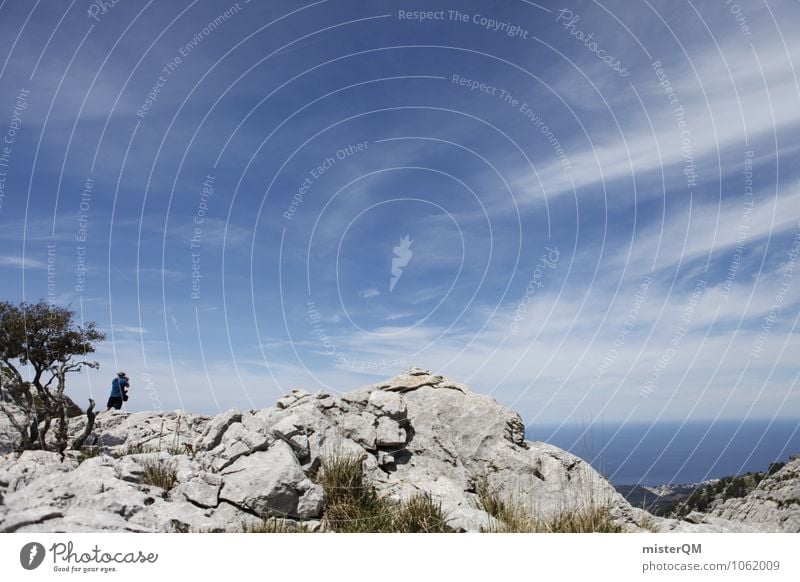 Blau zu Blau. Umwelt Natur Landschaft Abenteuer ästhetisch Spanien Mallorca himmelblau Himmel (Jenseits) Berge u. Gebirge Bergkette hoch aufsteigen Gipfel