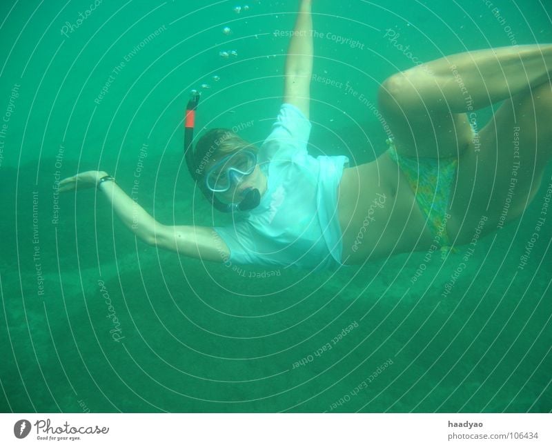 Meerjungfrau tauchen Strand Ferien & Urlaub & Reisen Cabo Verde Afrika Tauchgerät Schnorcheln Atlantik Nixe Frau Sommer Wassersport Mensch Freude
