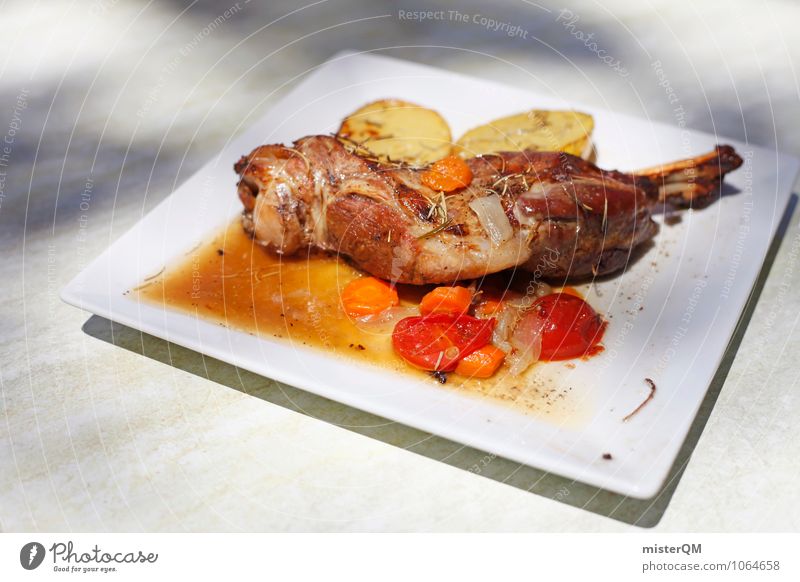 Spanish Food IV Kunst ästhetisch Zufriedenheit Lebensmittel Teller Keule Kartoffeln lecker Mittagessen Fleisch Fleischgerichte Fleischfresser Farbfoto