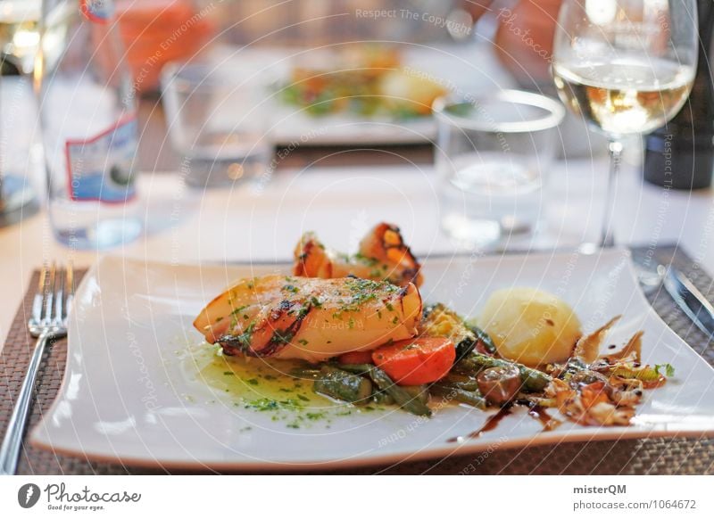 Spanish Food I Kunst ästhetisch Zufriedenheit Mallorca Foodfotografie Gesunde Ernährung Speise Restaurant Wein Mahlzeit Fisch Tintenfisch Meeresfrüchte lecker