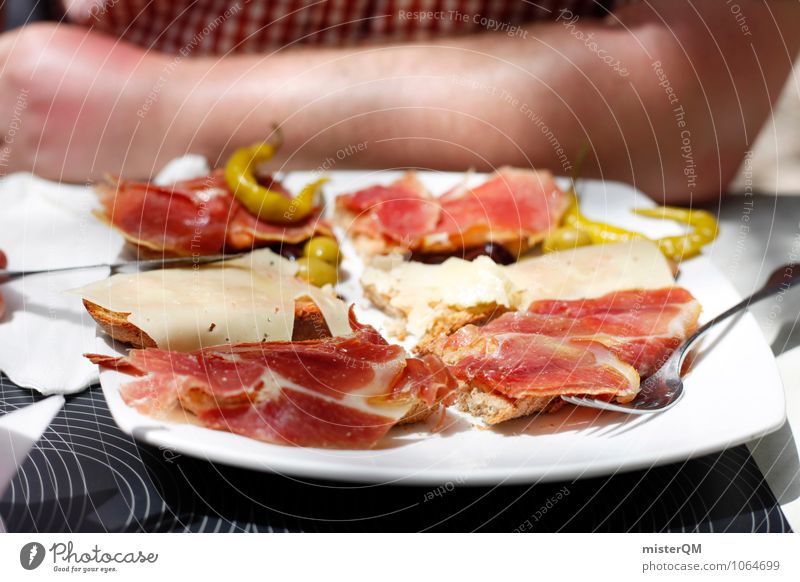 Spanish Food II Kunst ästhetisch Zufriedenheit Foodfotografie Gesunde Ernährung Speise Schinken Schinkenstreifen lecker Mittagspause Mittagssonne Tapa Mallorca