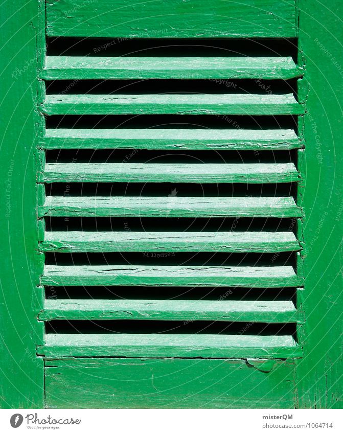 Fenstergrün. Kunst ästhetisch Fensterblick Fensterrahmen Fensterfront Muster Symmetrie Farbfoto Gedeckte Farben Außenaufnahme Nahaufnahme Detailaufnahme
