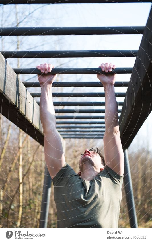 am Ende seiner Kräfte Körper Fitness Sport Sport-Training Leichtathletik maskulin Bruder Jugendliche Erwachsene kämpfen sportlich Kraft Willensstärke anstrengen