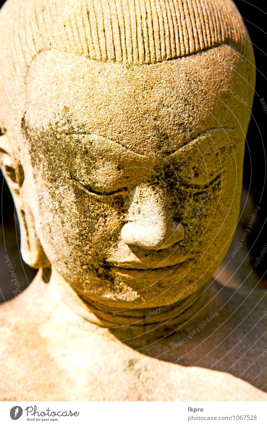 siddharta im Tempel Bangkok Asien Gesicht Ferien & Urlaub & Reisen Tourismus Yoga Kunst Kunstwerk Skulptur Architektur Himmel Dorf Palast Stein Beton Metall alt