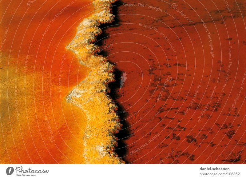 gelborange rot abstrakt Hintergrundbild heiß Quelle Bakterien Geysir Neuseeland Vulkanologie Geologie Australien Wasser mehrfarbig Sediment Strukturen & Formen