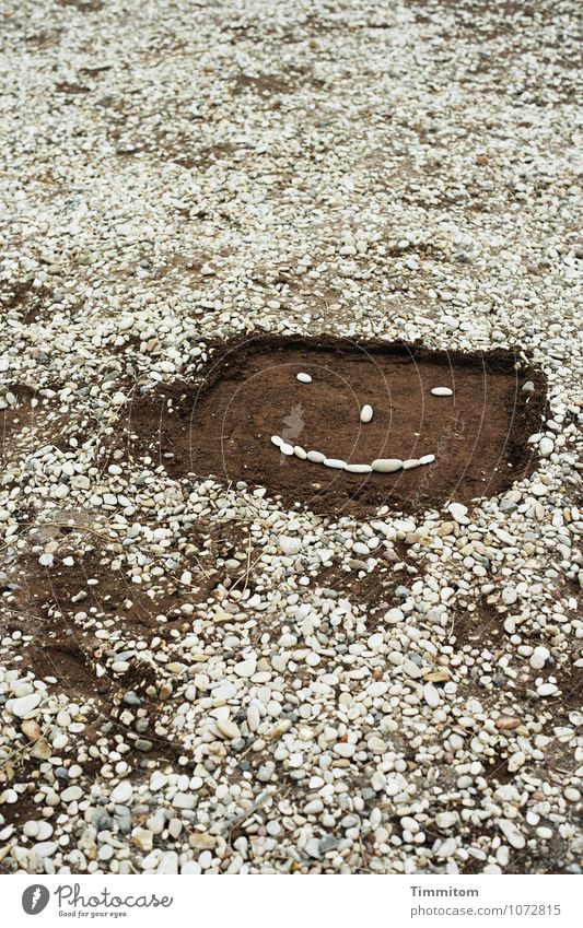 Irgendwo in Italien (13). Kunst Park Wege & Pfade Stein Sand Zeichen Lächeln ästhetisch authentisch lustig braun weiß Gefühle Stimmung Fröhlichkeit Smiley