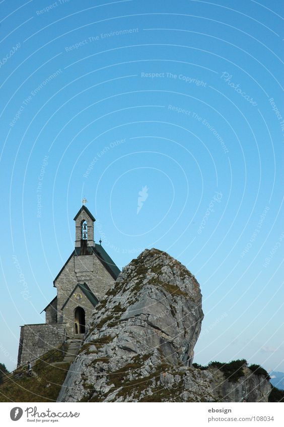 felskirche Religion & Glaube Himmel blau Stein Felsen Berge u. Gebirge Bayern Abend Sonnenuntergang Ausflug Gebet Seilbahn wandern Bergsteigen Aussicht Ferne