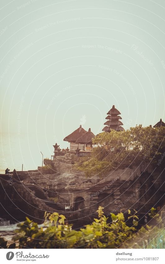Pura Tanah Lot Hügel Felsen Bali Indonesien Kirche Bauwerk Gebäude Tempel Sehenswürdigkeit alt ästhetisch außergewöhnlich eckig exotisch fantastisch braun gelb