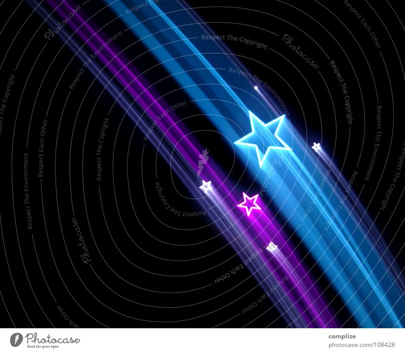 sorry my stars 01 Design Silvester u. Neujahr Kunst Streifen dunkel Kitsch blau violett schwarz Sternschnuppe Lightshow Laser Lichtdesign Lichtmalerei