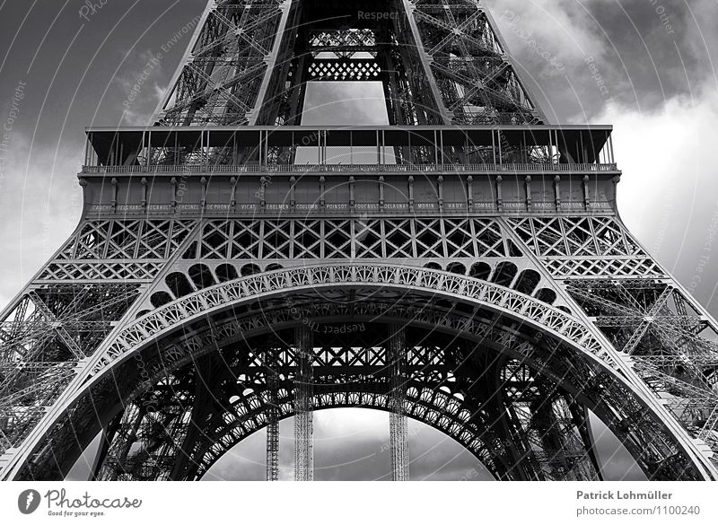 Eiffelturmdetail Design Ferien & Urlaub & Reisen Tourismus Sightseeing Städtereise Architektur Himmel Wolken Paris Frankreich Europa Hauptstadt Stadtzentrum