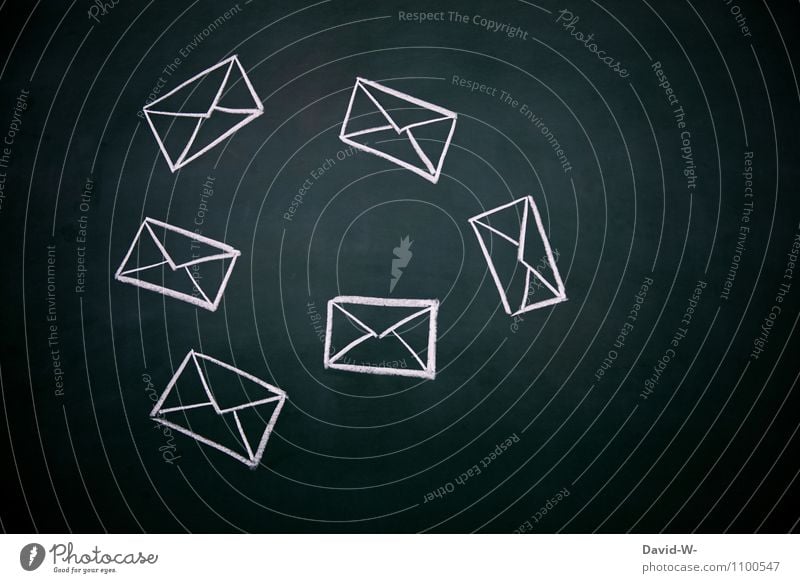 Briefwahl Mensch Dienstleistungsgewerbe Briefkasten Briefumschlag fliegend Empfangen Versand senden Post erwarten Pünktlichkeit Tafel Kreide Kreativität
