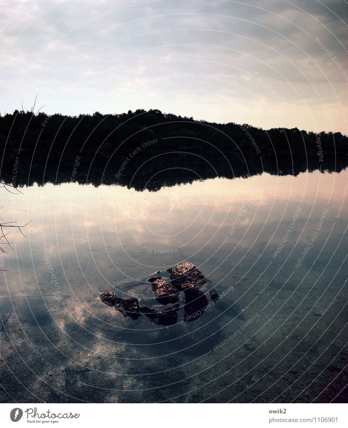 Wasser, Himmel, Stein Umwelt Natur Landschaft Urelemente Wolken Horizont Seeufer Idylle ruhig friedlich beruhigend Farbfoto Gedeckte Farben Außenaufnahme