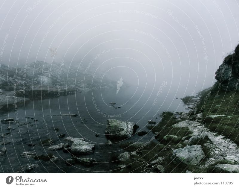 Sherlock Holmes und das Geheimnis des schwarzen Sees Bach Felsen frieren gefährlich geheimnisvoll Gras Herbst kalt Nebelbank Nebelwand unklar Schüchternheit