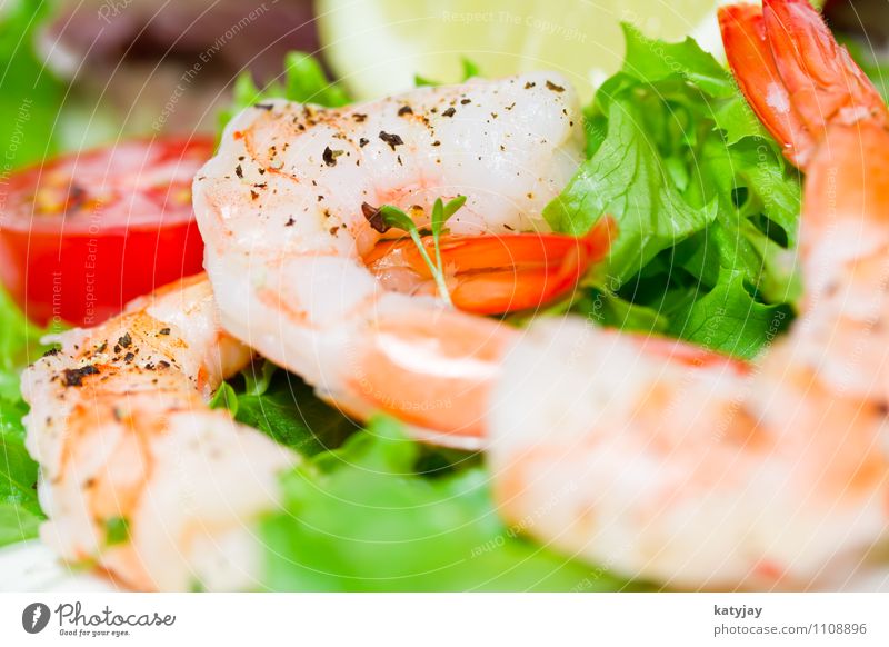 Garnelen Meeresfrüchte gambas Scherengarnelen Krabbe Krabbensalat Schalenweichtier Salat Salatbeilage Beilage Speise Restaurant Gesundheit Gesunde Ernährung