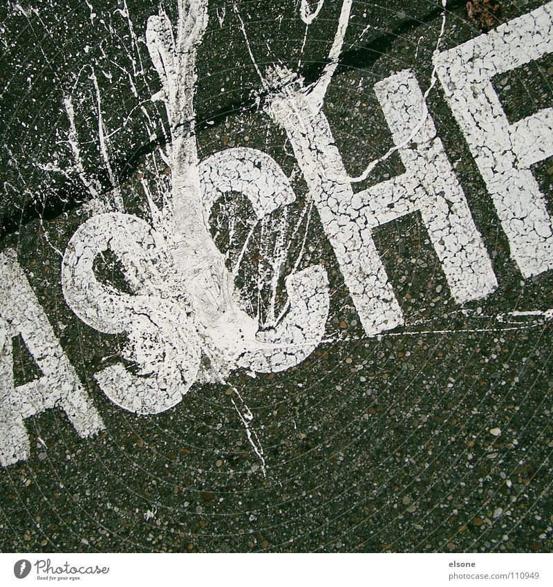 ::ASCHE:: Buchstaben Text weiß Beschriftung Typographie Parkplatz Beton grau schwarz Pforzheim Verkehrswege Kommunizieren Schriftzeichen alfabet