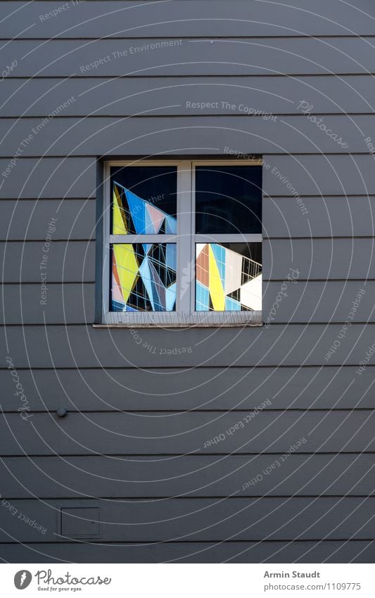 Einsicht Stil Design Mauer Wand Fenster authentisch einfach elegant Stadt grau ästhetisch Idee Inspiration Ferne Fensterscheibe Reflexion & Spiegelung Mosaik