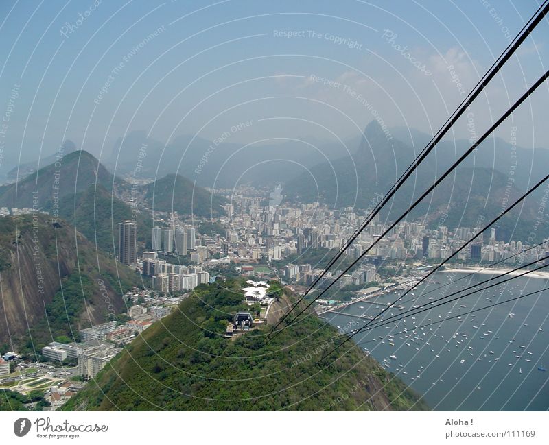 Bond Film Moonraker / ohne Jaws who bites the cable Rio de Janeiro Brasilien Seilbahn Wahrzeichen Corcovado-Botafogo Aussicht Verkehrsmittel Hügel Atlantik