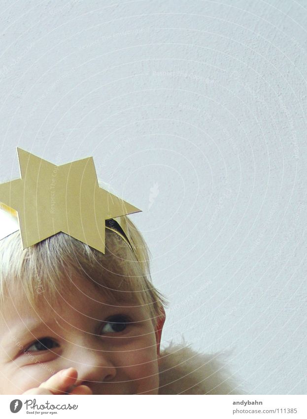 Engelchen Haare & Frisuren Feste & Feiern Kind Junge Kindheit Kopf 1 Mensch Maske blond Weihnachten Stern (Symbol) süß gold Glaube Weihnachten & Advent