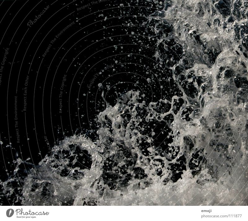 Gischt Meer nass spritzig kalt dunkel weiß Wellen Buhne Küste gefährlich Kontrolle Wasser Gischtwasser water sea ocean spritzen cold wet Schwarzweißfoto b/w