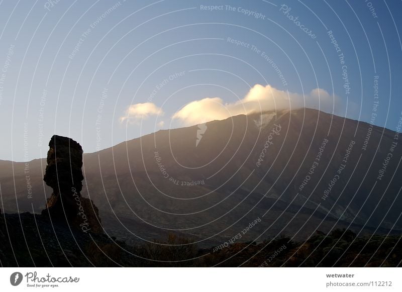 Teide Kanaren Sommer Teneriffa Ferien & Urlaub & Reisen Wolken Himmel Hochgebirge Sonnenuntergang Aussicht Einsamkeit Wüste Stein Mineralien Erde Sand