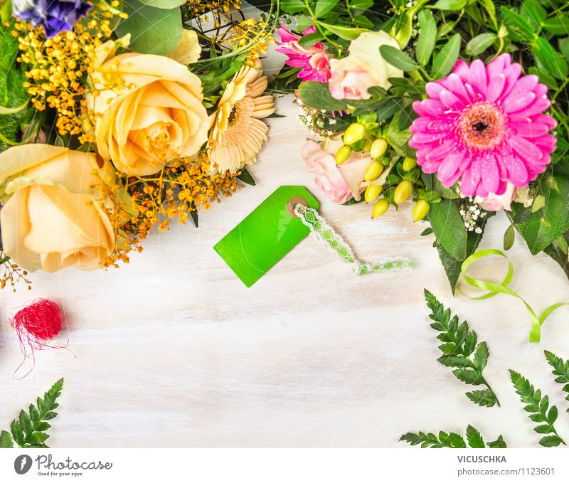 Blumenstrauß mit Karte elegant Stil Design Garten Dekoration & Verzierung Tisch Feste & Feiern Valentinstag Muttertag Hochzeit Geburtstag Musiknoten Natur