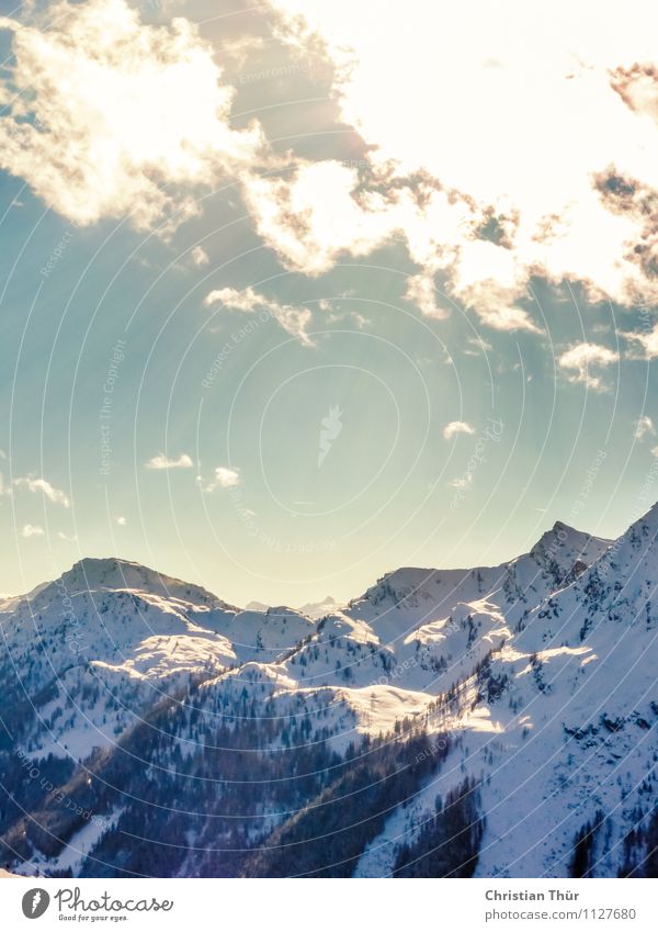 Sonnenstrahlen / Alpen harmonisch Wohlgefühl Zufriedenheit Sinnesorgane Erholung ruhig Meditation Ferien & Urlaub & Reisen Tourismus Ausflug Ferne Winter