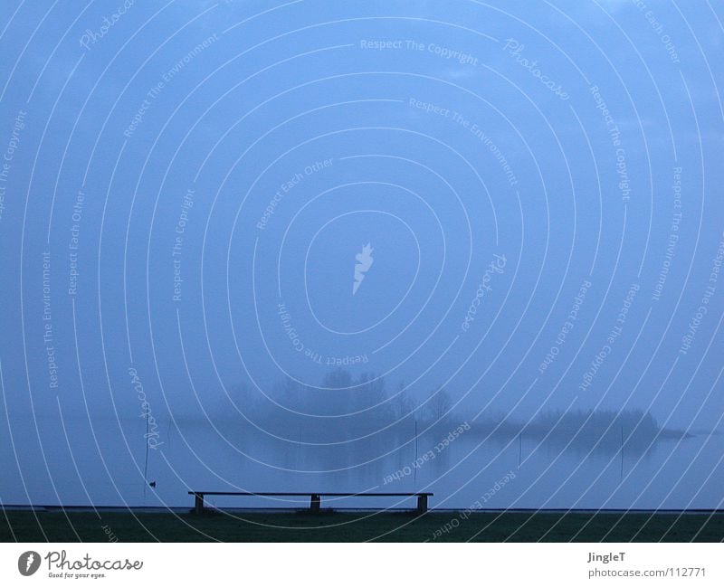 Blaue Stunde Wolken schlechtes Wetter Nebel See Meer Heeg Heegermeer Baum Wäldchen Am Rand Ziel Landzunge ruhig Gelassenheit Erholung blau Dämmerung