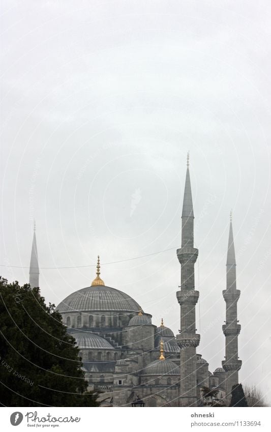 Blaue Moschee in grau II schlechtes Wetter Istanbul Gotteshäuser Ferien & Urlaub & Reisen Religion & Glaube Islam Farbfoto Gedeckte Farben Menschenleer